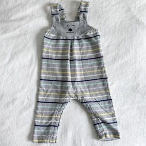 Hanna Andersson Gray Striped Bear Face Romper